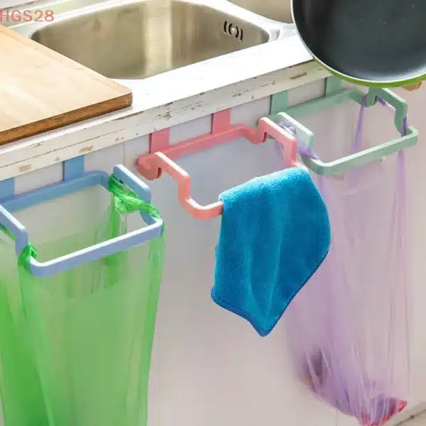 1 Pack Hanging Trash Bag Holder Cabinet Storage Rag Hook Trash Can Kitchen Accessories Gadgets - Image 2