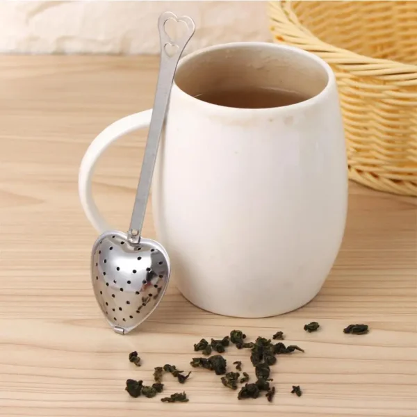 Tea Set Durable Teaware Stainless Steel Tea Filter Tool Leaky Tea Antirust Tea-strainer Heart-shaped Kitchen Gadget Portable - Image 6