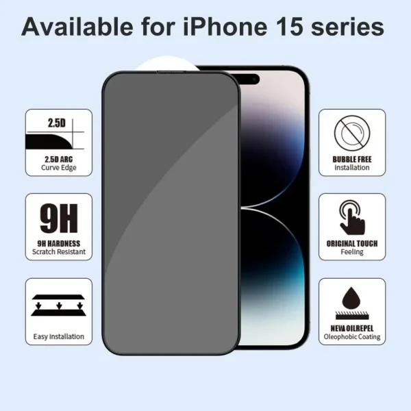 Full Coverage Tempered Glass Protector Anti-scratch Screen Protector Ultra-thin Tempered Glass Screen Protector for Iphone 15