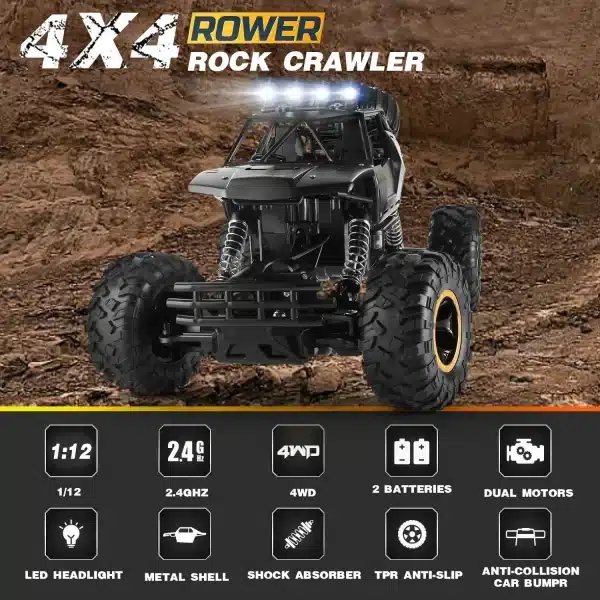 4WD RC Car 1:12 Off Road 4x4 Remote Control Cars Radio Buggy Truck Racing Drift with Led Lights Toys Gift for Boys Girl Children - Image 6