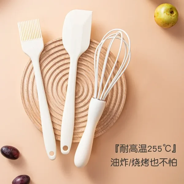 Silicone Baking 3-piece Cake Set Cream Spatula Spatula Kitchen Household Whisk Barbecue Grease Brush Gadget