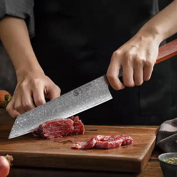 F.YOUNG 8.2-inch Japanese Kiritsuke Knife Damascus Steel Kitchen Chef Knives Sharp Professional Cleaver Hand Forged Cooking Tool - Image 3