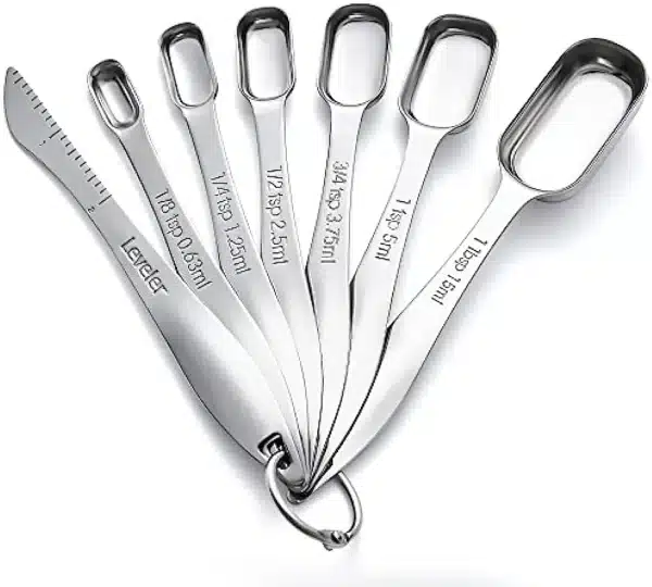 7pcs Measuring Spoon Set With Leveler Baking Narrow Long Handle Stainless Steel Cooking Kitchen Gadgets For Dry Liquid Spices - Image 2