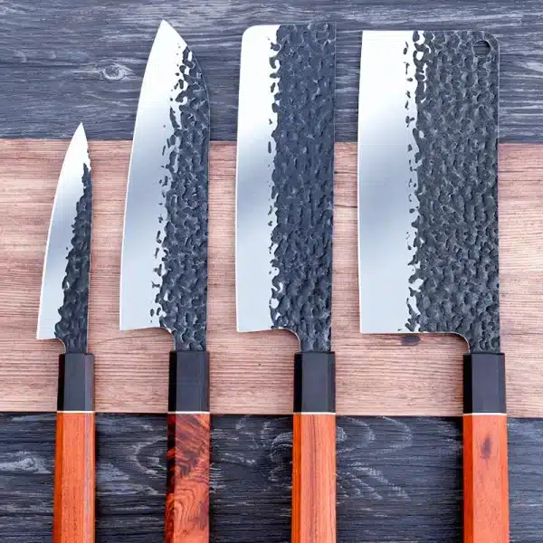 Forged Chef Knives Set Hammer Japanese Knives Kiritsuke Santoku Knife Cleaver Salmon Sushi Knife 90Cr18MoV Kitchen Knives - Image 3