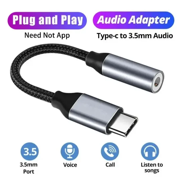 USB C Type C To 3.5mm Aux Adapter Type c 3 5 Jack Audio Cable Earphone Cable Converter for iPhone 15 Pro Samsung Galaxy S24 S23