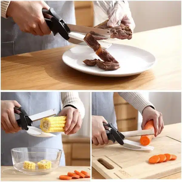 Dobeli Separable Stainless Steel Barbecue Steak Cutting Shear Household Vegetable Scissors 2 In 1 Multi Kitchen Tool Fruit Knife - Image 5