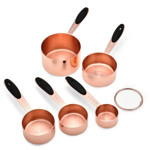 DIY Baking Tool Rose Gold Stainless Steel Measuring Cup 5-piece Set Measuring Cup Set cooking gadgets kitchen tools