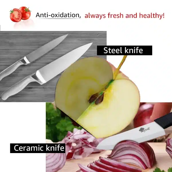Ceramic Knives 3 4 5 6 inch Fruit Slicing Utility Chef Knife White Zirconia Blade Kitchen Knives with Vegetable Peeler - Image 6