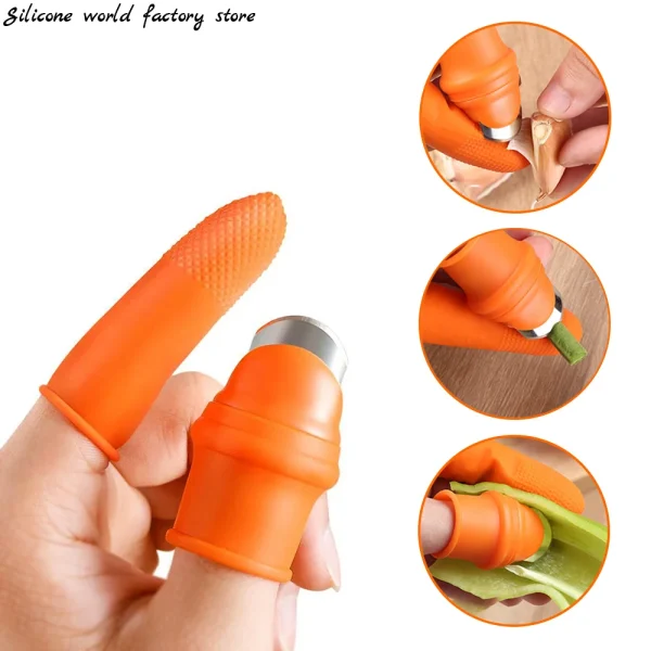 Silicone world 1 Set Silicone Finger Protector With Blade Fruits Vegetable Thumb Knife Finger Guard Kitchen Gadgets Accessories