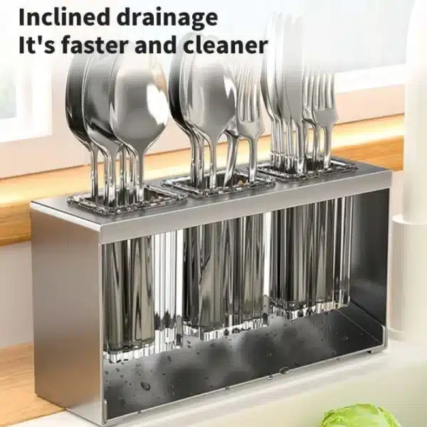 Multi Functional Kitchen Holder Chopstick Spoon Storage Holder Automatic Drainer Cutlery Knife Fork Racks Kitchen Accessories - Image 2