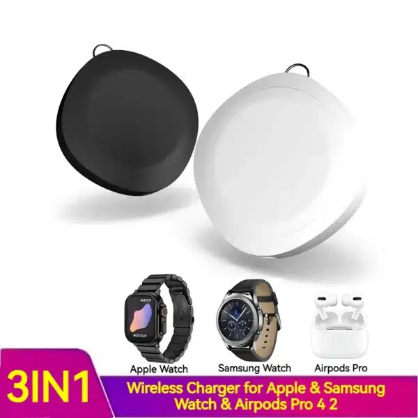 3IN1 Portable 3W Watch Wireless Charger for Samsung Galaxy Watch 7/6/5 5Pro 4/3 Active 2 Apple Watch Utral 8 7 6 5 4 Airpods Pro