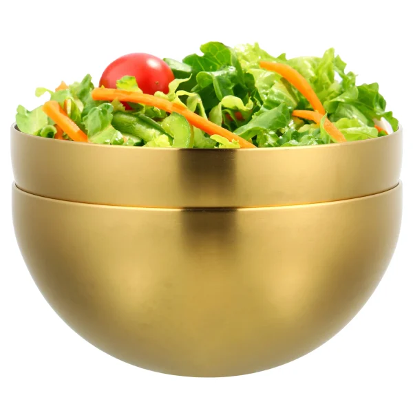 2 Pcs Stainless Steel Salad Bowl Multi-function Kitchen Gadget Snack Container Canned Mixed Vegetables with Lid Set