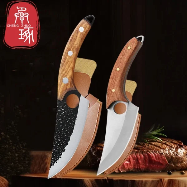 Stainless Steel Meat Cleaver Knife Household Fruit Paring BBQ Knife Kitchen Sharp Boning Knives Wooden Handle Kitchen Supplies