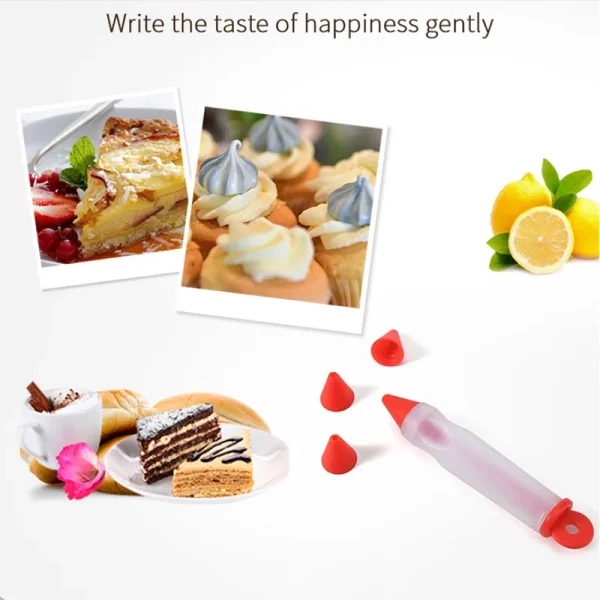 Silicone Food Write Pen Chocolate Decorating tools Cake Mold Cream cup,cookie Icing Piping Pastry 4 Nozzles kitchen accessorie