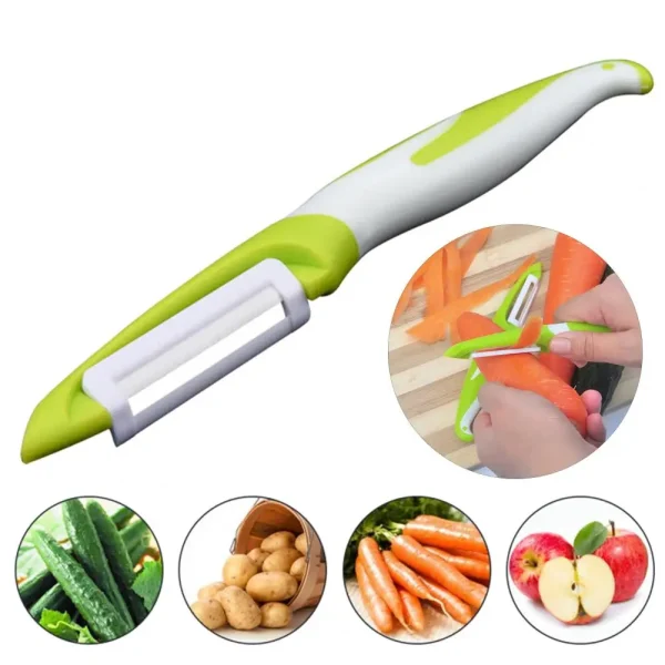 Ceramic Peeler Ergonomic Curved Handle Sharp Blade Multi-functional Manual Vegetable Fruit Peeling Tool Kitchen Gadgets - Image 3