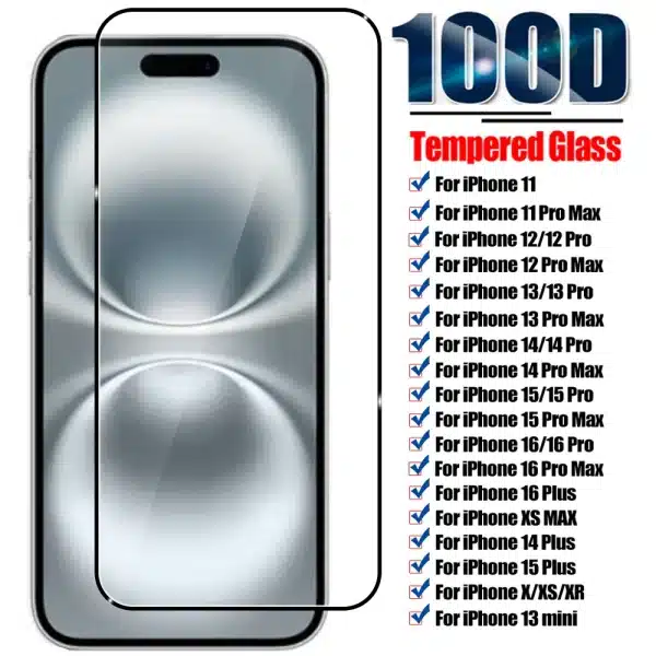 1Pcs HD Screen Protector For iPhone 16 15 14 Plus 11 Pro 13 12 mini Tempered Glass For iPhone X Xs Max XR 7 8 6s Plus Glass Film