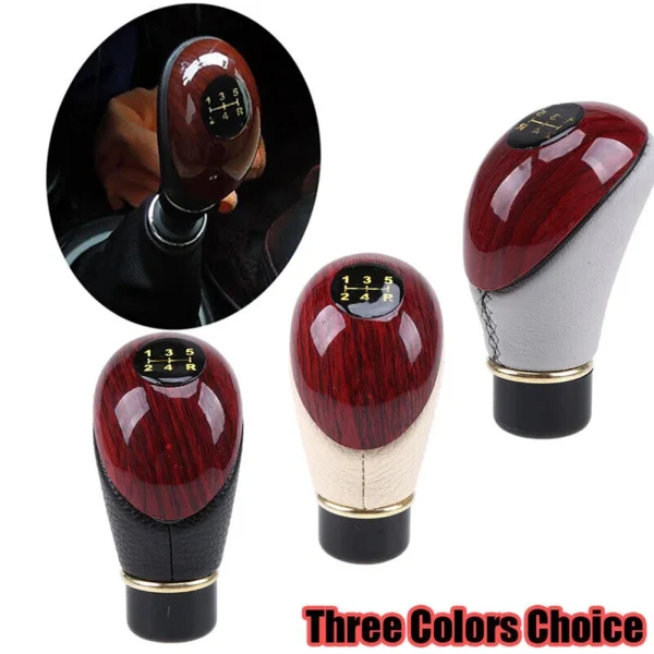 Car Manual Car Leather Gear Shift Knob Shifter Lever Handle 5 Speed Interior Replacement Parts