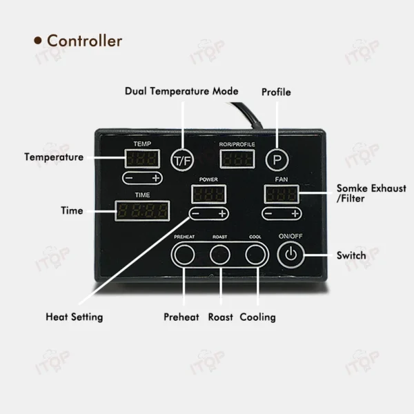 ITOP 500g Coffee Roaster 3 Roasting Programs Easy and Fun Operation Household Coffee Bean Roasting Machine with Smoke Filter - Image 4