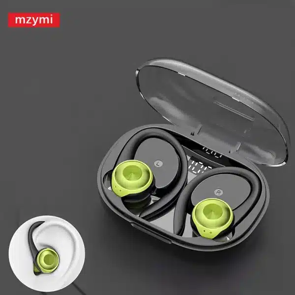 mzymi Wireless Earbuds Ear Hook Bluetooth5.3 Headphone HiFi Sound Earphones Sports Game Waterproof Headset With Mic LED Display