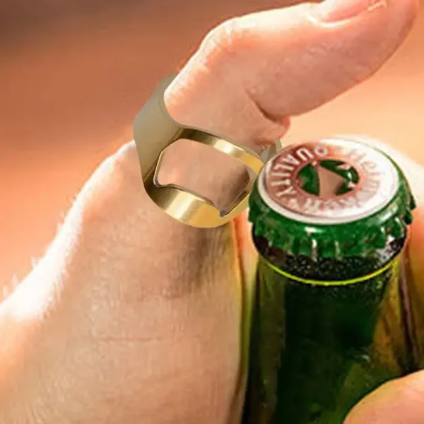 Beer Bottle Opener Ring Finger Ring Bottle Opener Beer Opener Ring Kitchen Gadgets Stainless Steel Fashion Jewelry Beer Bar Tool - Image 3
