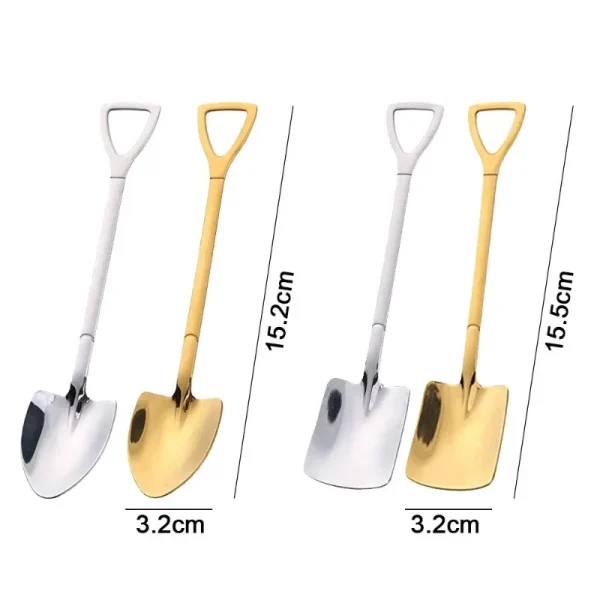 1/8pcs Shovel Spoons Creative Coffee Spoon Stainless Steel Ice Cream Dessert Watermelon Scoop Kitchen Tableware Gold Cutlery Set - Image 6