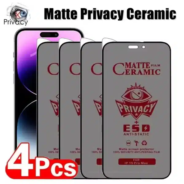 1-4Pcs Matte Ceramic Privacy Screen Protector For iPhone 16 Pro 11 12 13 14 15 Pro Max XR X Xs 7 8 Plus SE 6 Anti Spy Soft Film