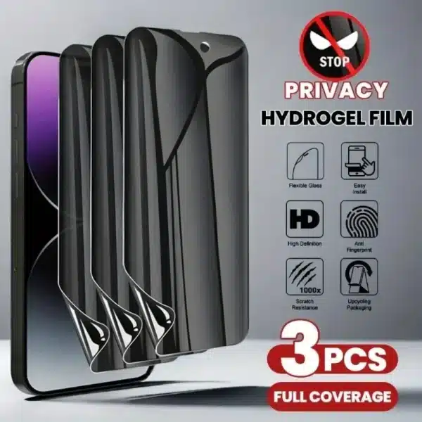 3Pcs Anti-Spy Hydrogel Screen Protector for iPhone 16 15 14 13 12 11 Pro Max 12 13 Mini X XR XS Max 7 8 Full Cover HD Privacy