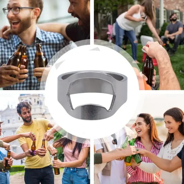 Beer Bottle Opener Ring Finger Ring Bottle Opener Beer Opener Ring Kitchen Gadgets Stainless Steel Fashion Jewelry Beer Bar Tool - Image 5