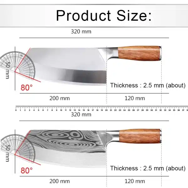 Professional Cleaver Knives Heavy Duty Chinese Knife Wooden Handle Laser Damascus Knife Cleaver Meat Chicken Fish Kitchen Knife - Image 6