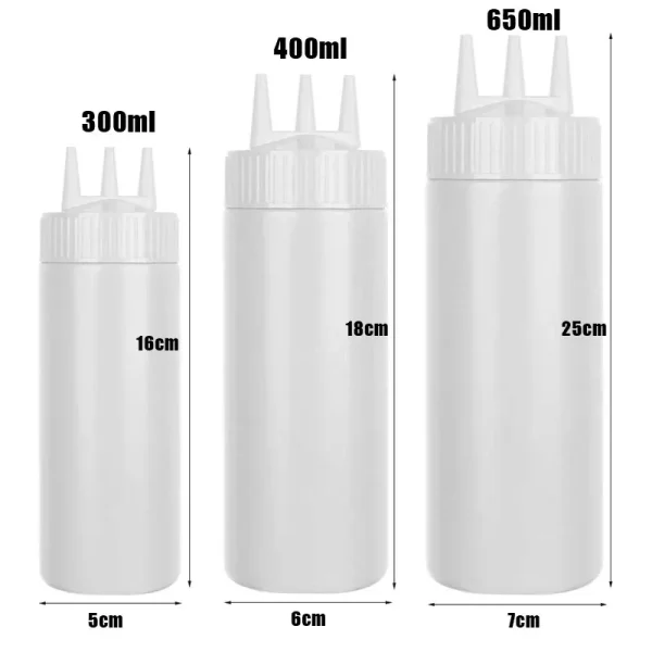 3 Holes 800ML Twist Cap Squeeze Bottle Food Grade Plastic Ketchup Mustard Mayo Sauces Olive Oil Bottles Kitchen Gadgets #1 - Image 6