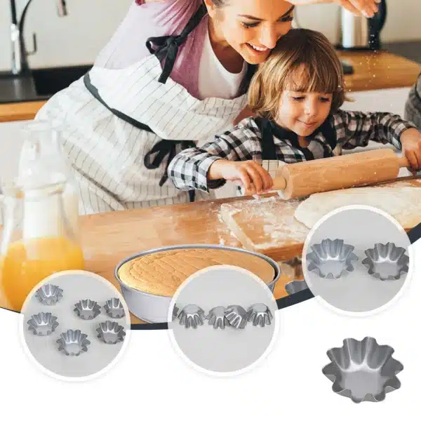 6 Pcs Egg Tart Mold Easy to Clean Molds Kitchen Gadget Pie Liner Aluminum Tartlet Baking Tools Alloy Moulds Set - Image 6