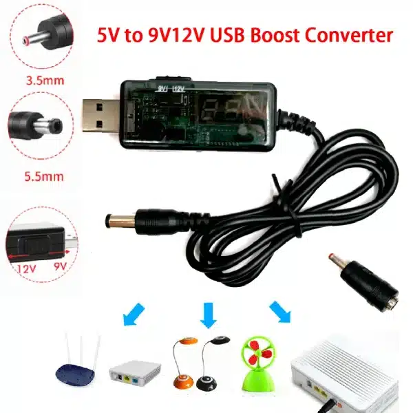 USB Boost Converter DC 5V to 9V 12V USB Step-up Converter Cable 3.5x1.35mm Connecter For Power Supply/Charger/Power Converter