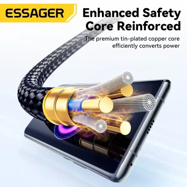 Essager 100W USB Type C Cable 5A PD Fast Charging Wire Cord For Macbook iPad iPhone 16 15Pro Samsung Xiaomi Digital Display Wire - Image 5