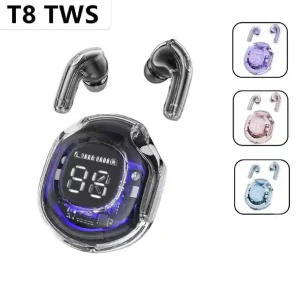 T8 TWS Wireless Bluetooth Headset Wireless Headphones Sport Gaming Headset Noise Reduction Earbuds Bass Touch Control for Phones