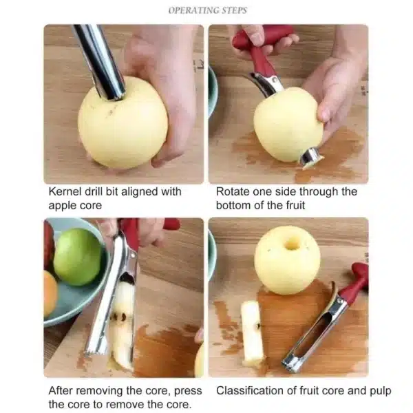 Stainless Steel Apple Corer Fruit Seed Core Remover Pear Apple Corer Seeder Slicer Knife Kitchen Gadgets Vegetable Tools - Image 3