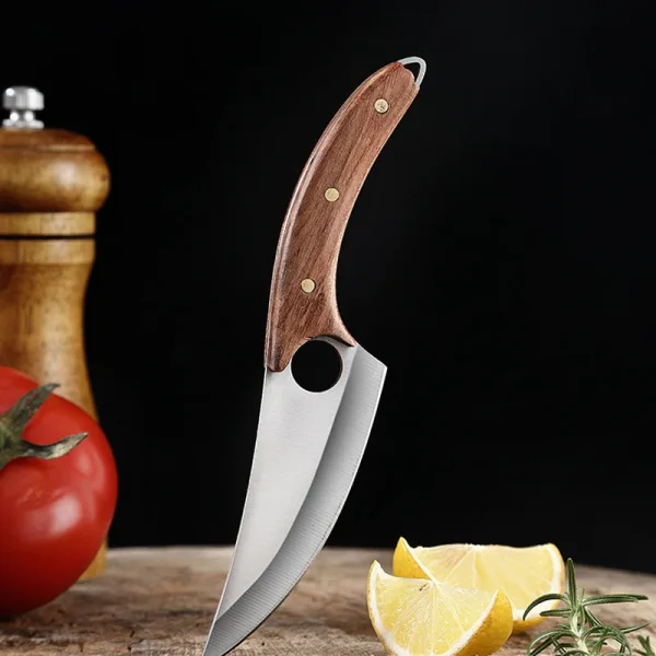 Hand-Froged Boning Knife 5CR15 Stainless Steel Kitchen Butcher Bone Knife Meat Cleaver Slicing Knife 3 Inch Wood Knife