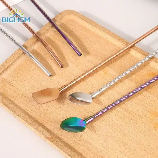 Stainless Steel Stir Bar Spoon Mixing Ounces Cocktail Spoons Spiral Pattern Bartender Tools Teadrop Spoon Kitchen Bar Gadgets - Image 4