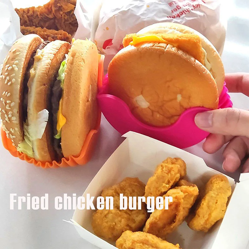 Reusable Burger Rack Hamburger Fixed Box Sandwich Burger Clip Useful Gadgets Silicone Frame Kitchen Accessories
