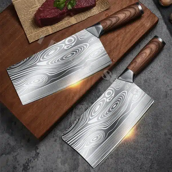 Laser Damascus Japanese Kitchen Knives Set Professional Chef Cleaver 4cr13 Stainless Steel Meat Slicing Cooking Butcher Knife - Image 3