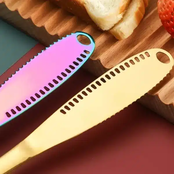 Butter Knife Holes Cheese Dessert Knife Stainless Steel Jam Knife Cutlery Toast Wipe Cream Bread Cheese Cutter Kitchen Tools - Image 3