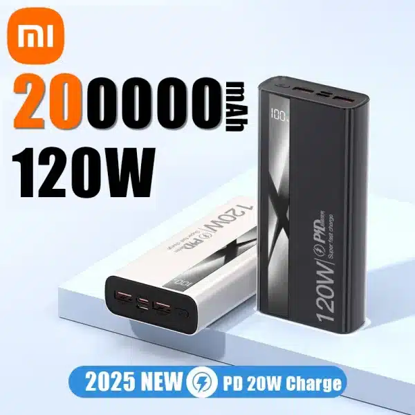 Xiaomi 120W Super Fast Charging Battery 200000mAh High Capacity Power Bank Digital Display Power Bank For Iphone Samsung Gift