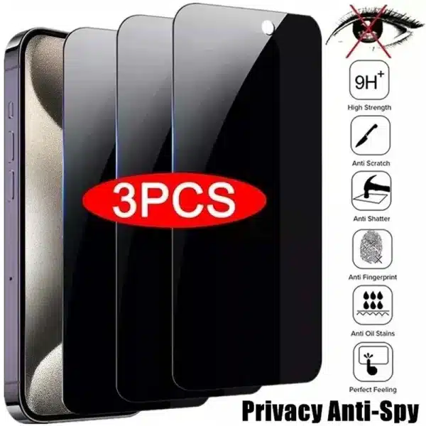 3Pcs Privacy Screen Protector For iPhone 16 15 13 12 11 16 Pro Max Mini 8 7 Plus Anti-spy Protective Glass For iPhone XXR XS Max