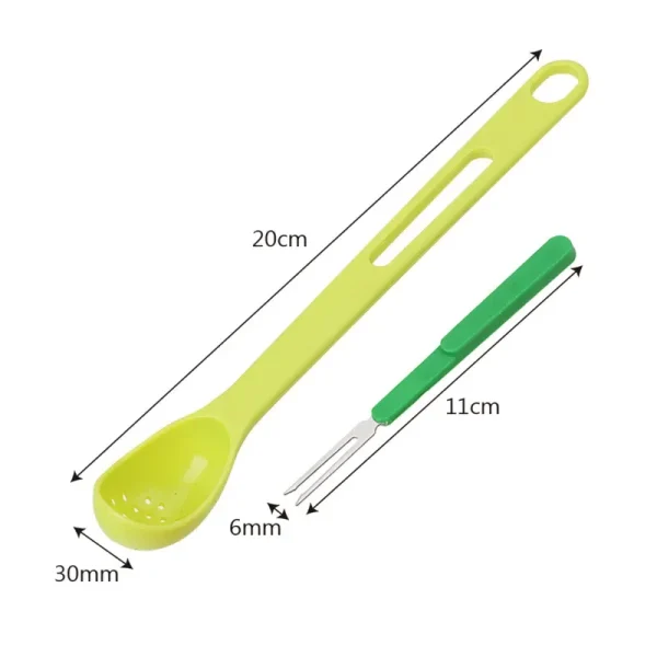 Can Fishing Spoon Creative Kitchen 2-in-1 Long Handle Leaking Spoon Fruit Fork Set kitchen accessories kitchen gadgets 1PC - Image 2