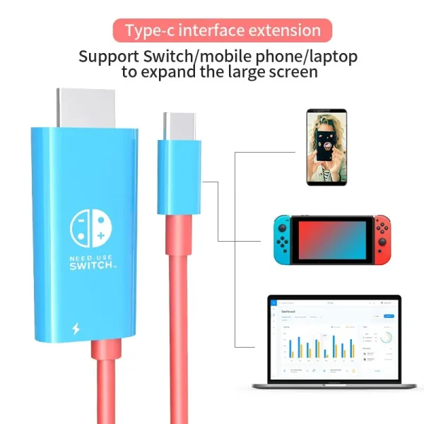 Portable Dock USB Type C to HDMI Conversion Cable for TV Docking Mode Nintendo Switch Steam Deck - Image 6