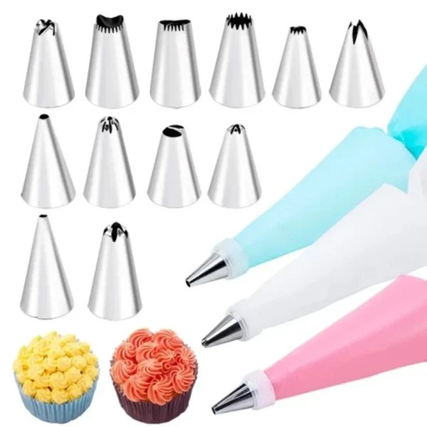 Silicone Pastry Bag Sets with 6/12/24 Tips Cake Icing Piping Cream Reusable Cake Decorating Tools DIY Kitchen Accessories