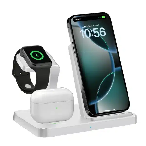 3 in 1 Wireless Charger For iPhone 16 15 14 13 12 Pro Max Fast Charging Dock Station For iWatch 10 9 8 Airpods 3 Induction Stand