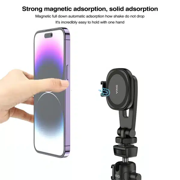 Vrig MG-03 Magnet Phone Holder Adapter Tripod Magnetic Camera Phone Holder Tripod Mount for Mag-Safe iPhone 14 13 12 Series