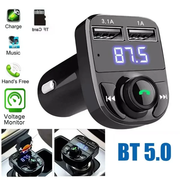 Hands-Free Car Charger Wireless Bluetooth FM Transmitter Calling Radio Receiver Mp3 Music Stereo Adapter Dual USB Port Charger