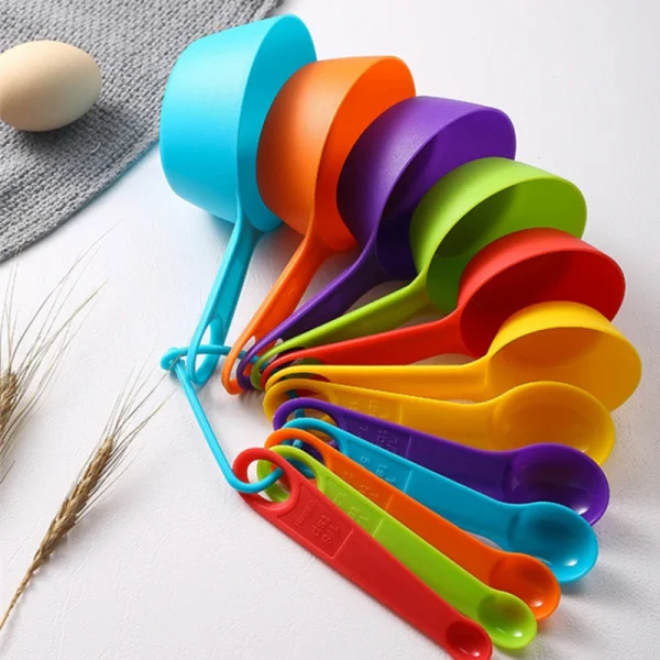 12pcs Baking Tools Kitchen Measuring Spoon Set Plastic Measuring Cup With Scale Measuring Milk Coffee Spoon Kitchen Gadgets