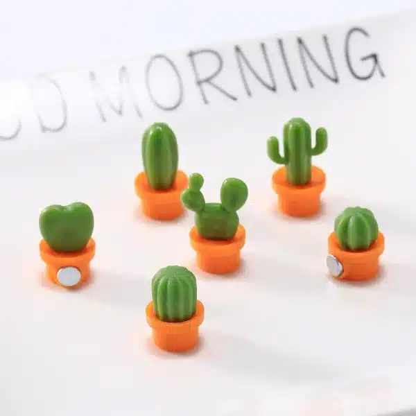 6pcs/Set 3D Cute Succulent Plant Message Board and Reminder for Kitchen Refrigerator Magnet Button Cactus Decoration Gadget Tool - Image 4